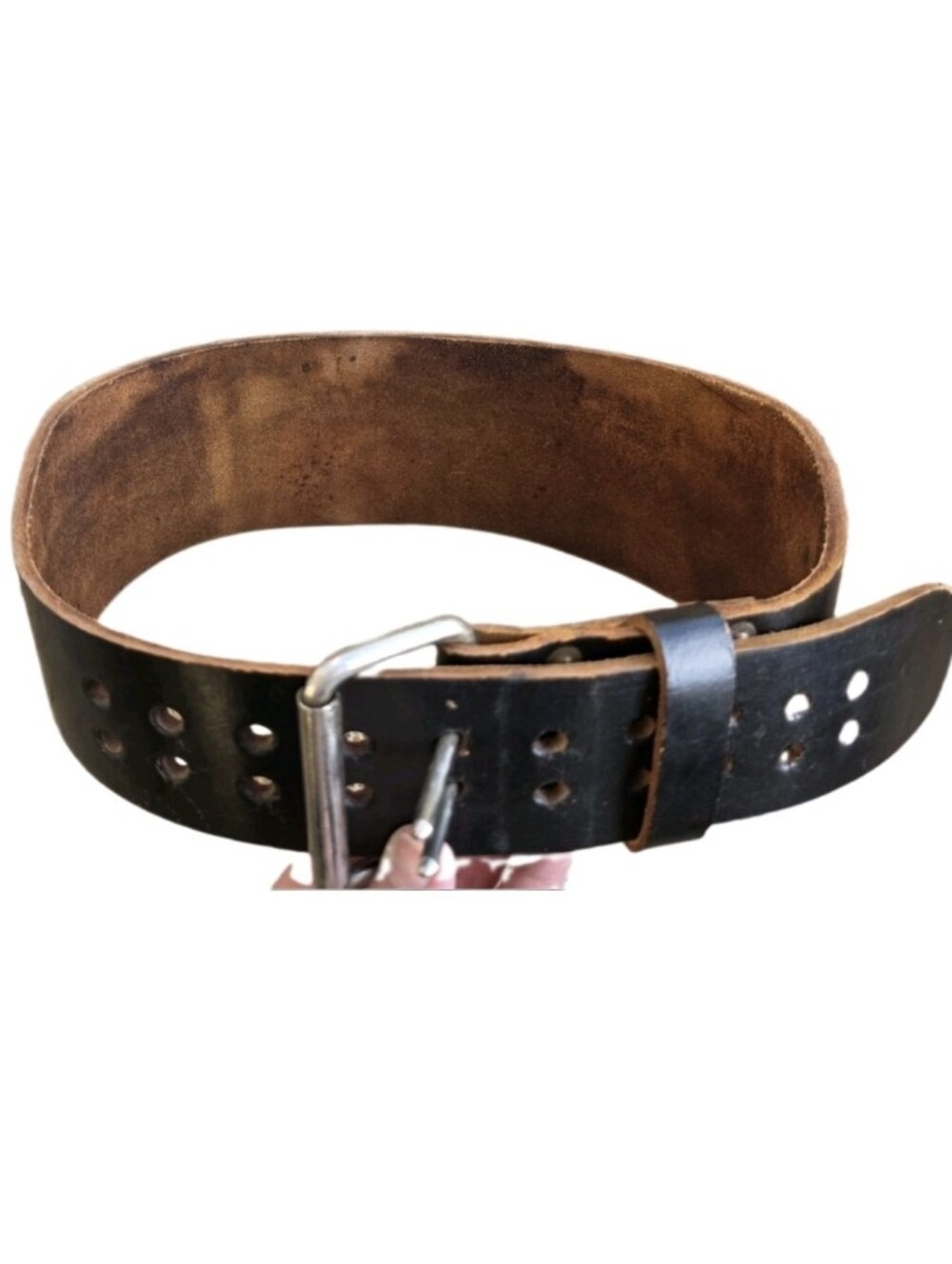 Genuine Leather Weight Lifting Belt Gym Workout Powerlifting Fitness 2 Prong 4"